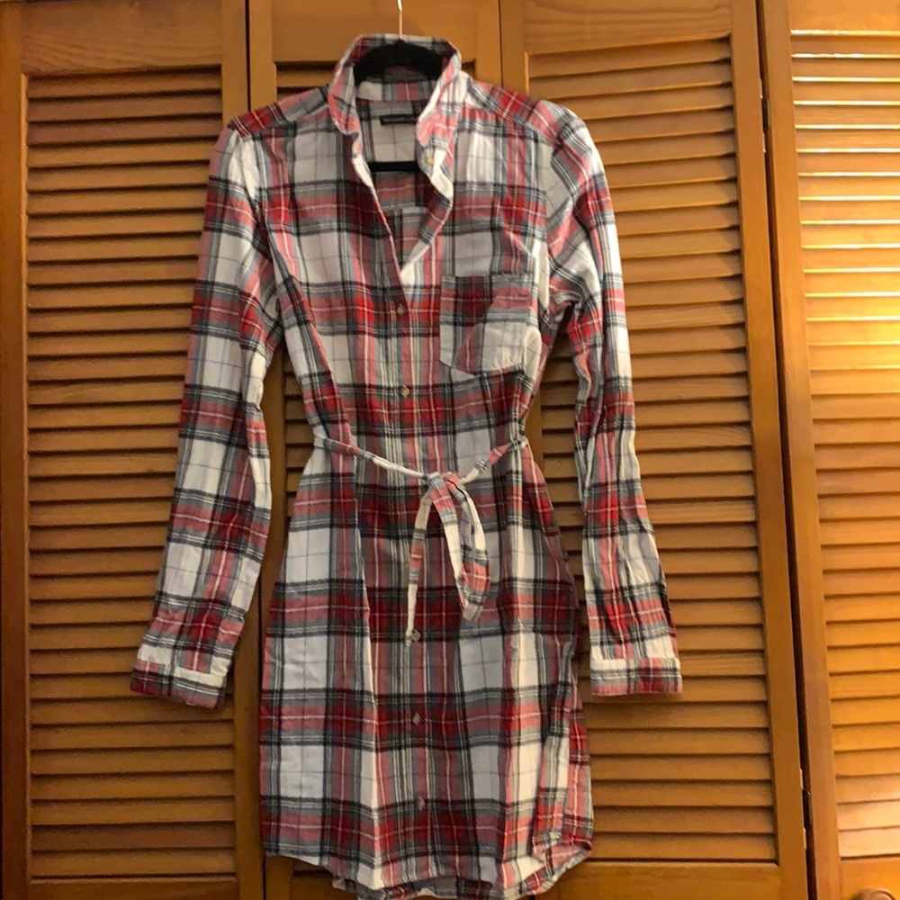 flannel plaid collar dress in MT